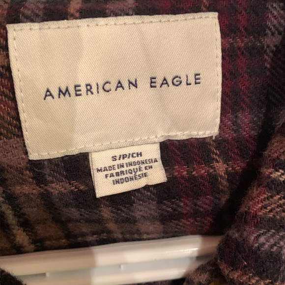 brown/burgundy cropped flannel - Picture 2 of 2